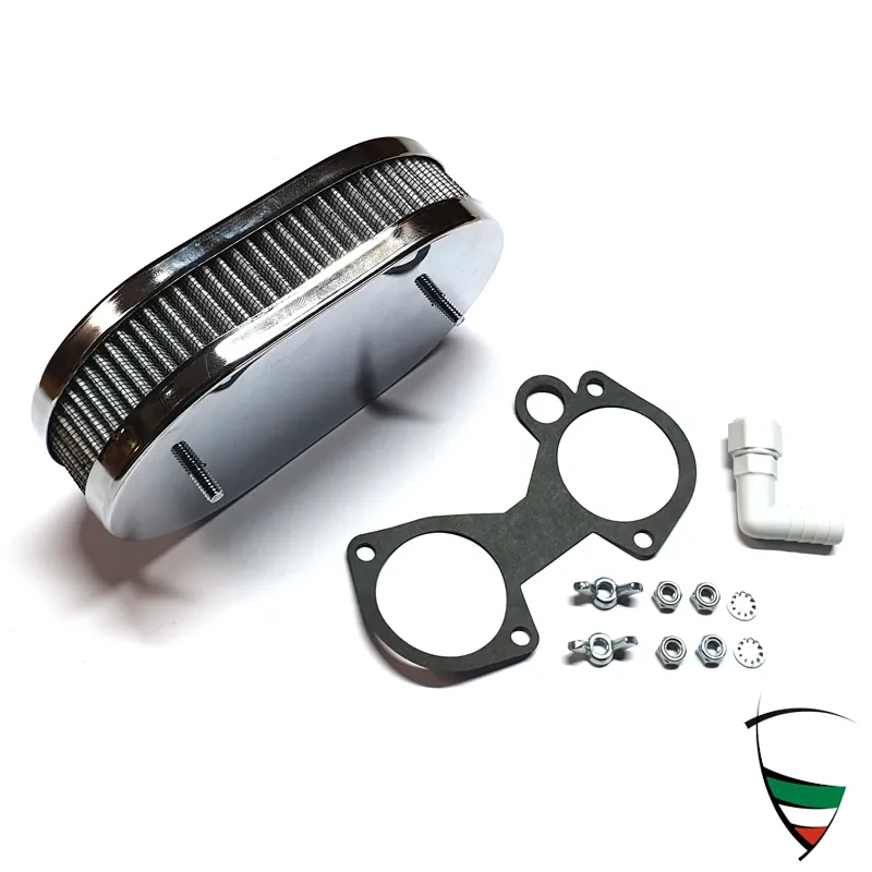 filtro aire cromado para Weber DCOE altura 45mm, 180x115mm