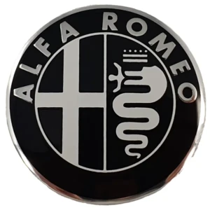 Emblema Alfa Romeo metálico autoadhesivo para cubo de volante D40 mm blanco/negro