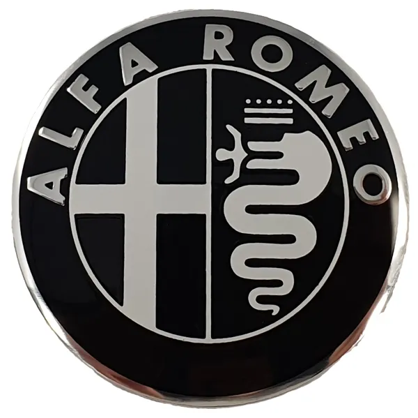Emblema Alfa Romeo metálico autoadhesivo para cubo de volante D40 mm blanco/negro