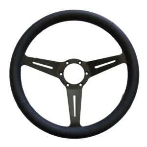 Lenkrad 360mm Glattleder schwarz, Speichen schwarz geschlitzt