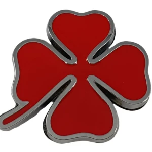 Cartel modelo Shamrock rojo 35x35mm bordes plata