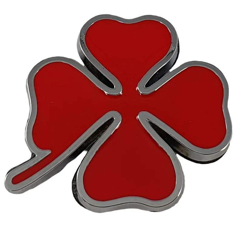Cartel modelo Shamrock rojo 35x35mm bordes plata