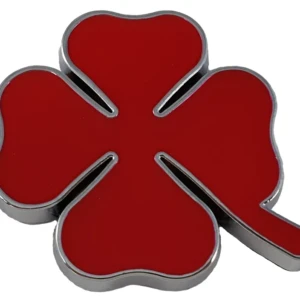 Cartel modelo Shamrock rojo 53x53mm bordes plata