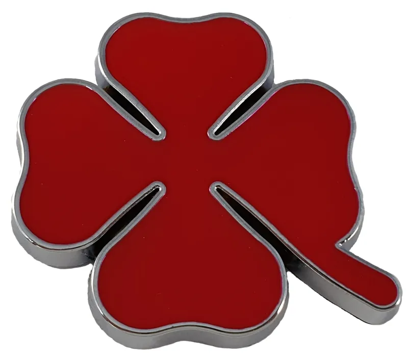 Cartel modelo Shamrock rojo 53x53mm bordes plata