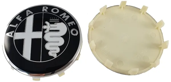 Emblema de llanta Alfa Romeo negro/blanco 60mm