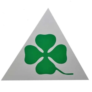 adesivo triangulo verde/fondo blanco