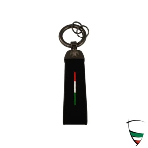 Llavero Textil Negro/Tricolor 123x22mm con mosquetón y dos llaveros