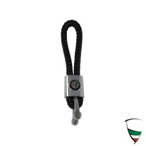 Llavero de imitación de cuero negro trenzado 115x20mm con receptáculo de rosca