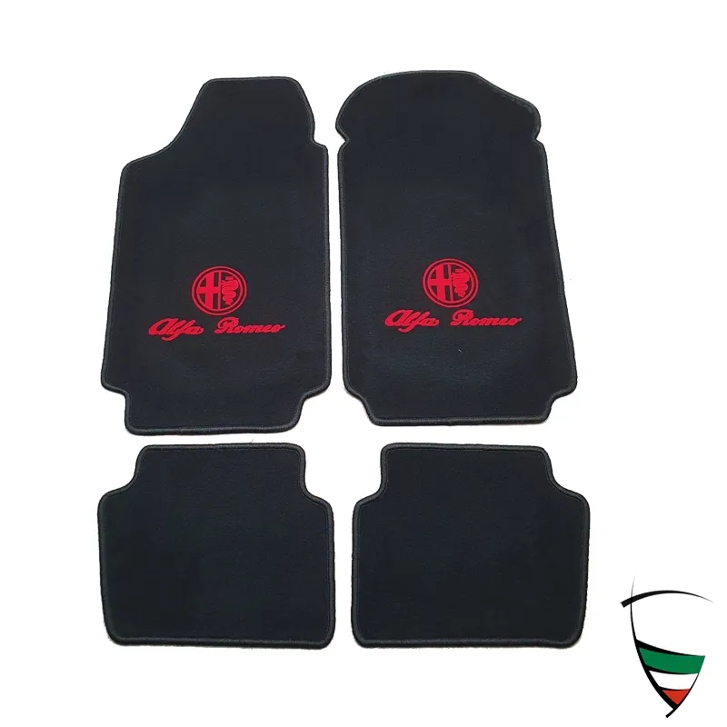 Fußmatten GTV/6/Alfetta Lim. (116) schwarz/rotes Emblem Tuftvelour,gekettelt,Rückenbeschich tung:Latex-Feinprägung