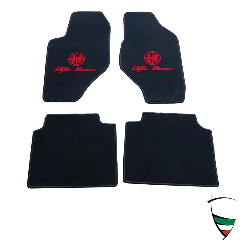 Fußmatten 164-Sondermodell schwarz/ rotes Emblem Tuftvelour,gekettelt Rückenbeschichtung:Latex-Feinprägung