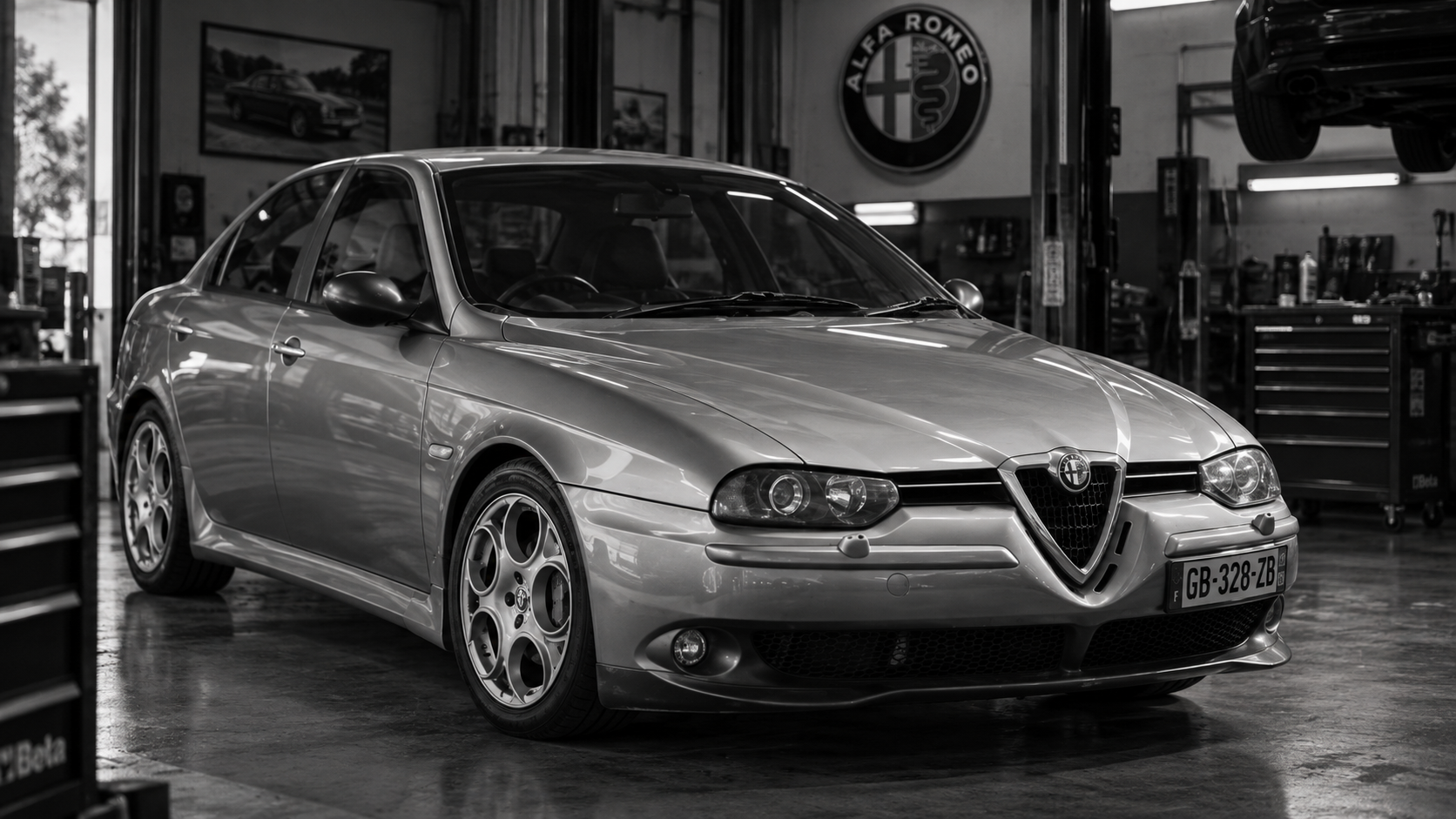 Alfa Romeo clásico en el taller